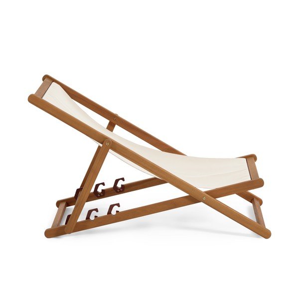 Kreminės spalvos sulankstomas paplūdimio šezlongas iš akacijos medienos Kave Home Adredna-image-4