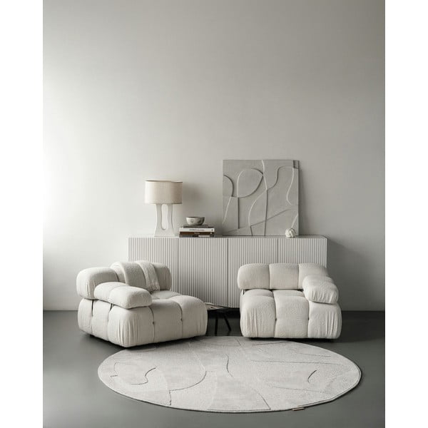 Iš vilnos apvalios formos kilimas šviesiai pilkos spalvos ø 200 cm Morphic Botanica – Agnella-image-1