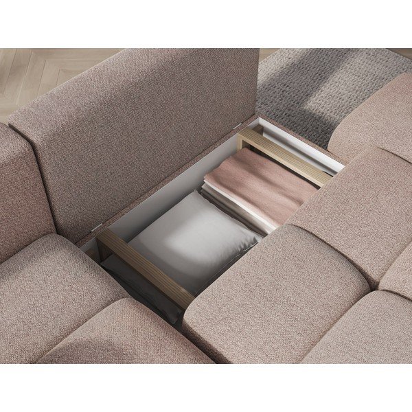 Šviesiai rudos spalvos sulankstoma/su sandėliavimo vieta kampinė sofa iš boucle (su kairiuoju kampu/su gultu) Vittario – ELTAP-image-2