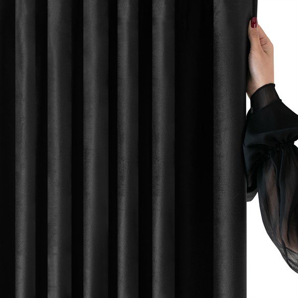 Iš velveto pritemdymas (dalinis užtemimas) užuolaida juodos spalvos 200x300 cm Velto – Filumi-image-3