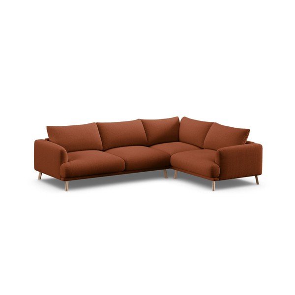 Terakotos spalvos kampinė sofa (su dešiniuoju kampu/su gultu) Naomi – Micadoni 
