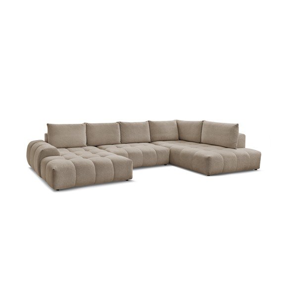 Taupe spalvos iš šenilinio audinio sulankstoma/su sandėliavimo vieta kampinė sofa (su dešiniuoju kampu/„U“ formos) Everest – Bobochic Paris-image-3