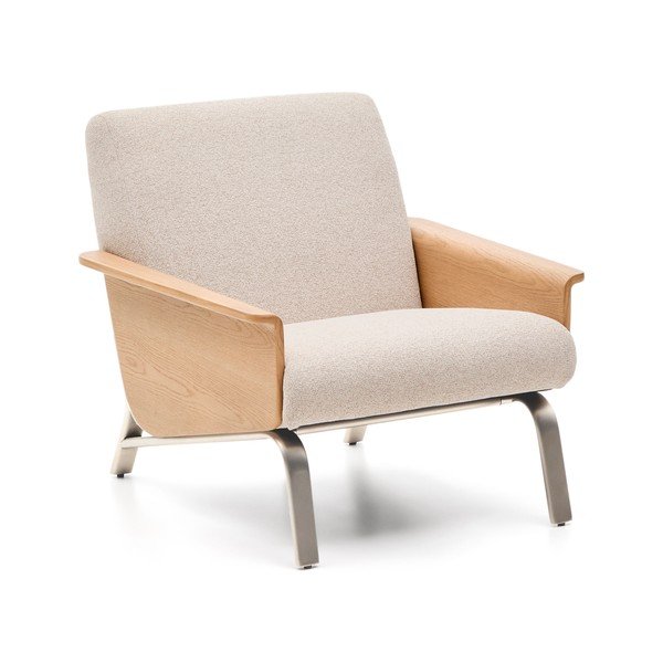 Smėlio spalvos krėslas iš šenilinio audinio Amsen – Kave Home