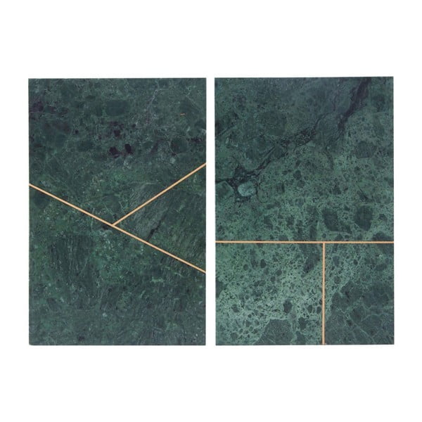 2 žalių padėklų rinkinys "House Doctor Green Marble", 20 x 30 cm
