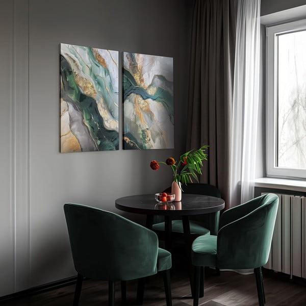 Paveikslai su rankomis tapytais elementais rinkinyje 2 vnt. 50x70 cm Aventurine – Styler-image-2