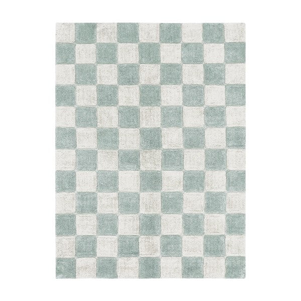 Skalbiamas/rankų darbo iš medvilnės kilimas šviesiai mėlynos spalvos/kreminės spalvos 120x160 cm Kitchen Tiles Blue Sage – Lorena Canals