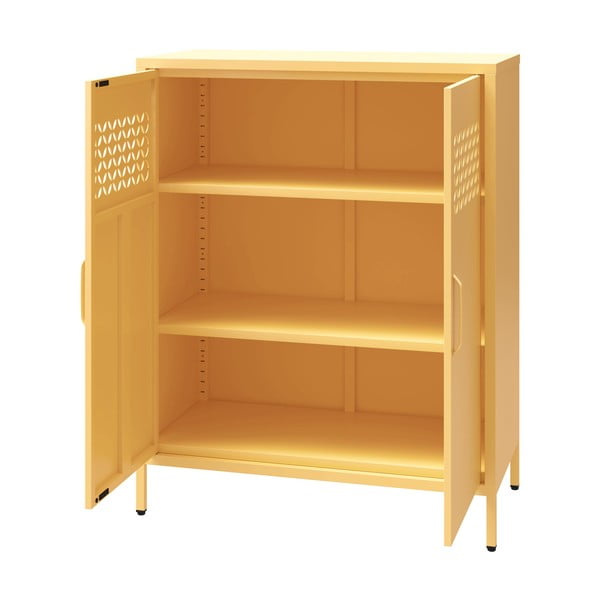 Iš metalo spintelė geltonos spalvos 80x102x40 cm Annie – Støraa-image-3