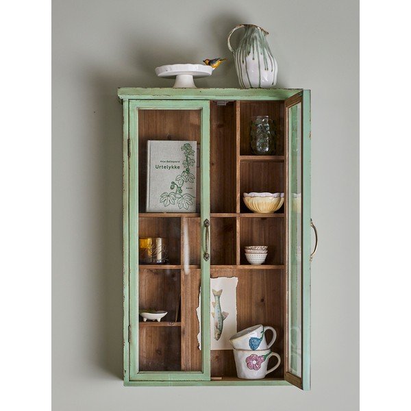 Žalios spalvos iš kėnio masyvo vitrina 50x80x13,5 cm Hazem – Bloomingville-image-1