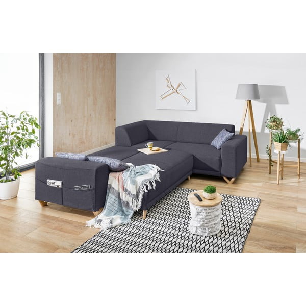 Antracito spalvos sulankstoma/su sandėliavimo vieta kampinė sofa (su dešiniuoju kampu/„L“ formos) Classy Sophie – Miuform-image-4