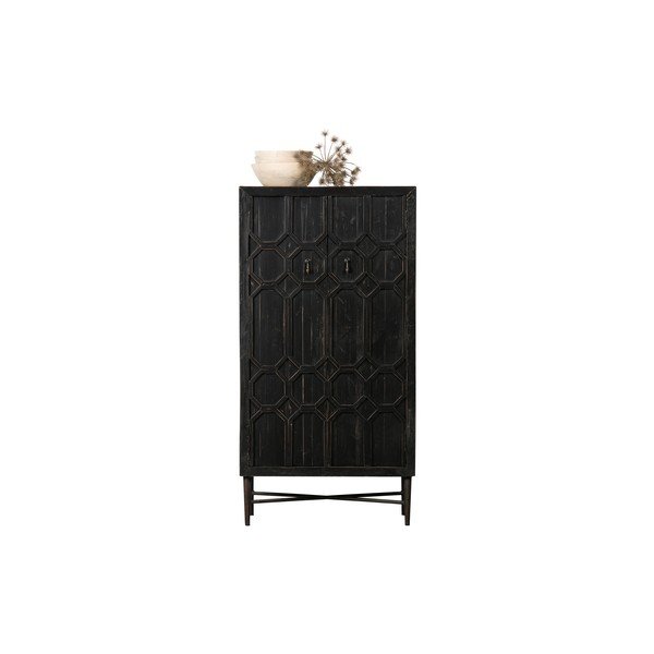 Juodos spalvos iš perdirbtos medienos spintelė 75x143x40 cm Bequest – WOOOD-image-3