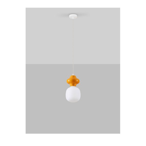 Baltos spalvos/oranžinės spalvos iš keramikos kabantis šviestuvas ø 18 cm su stiklo gaubtu Clio – Nova Luce-image-3