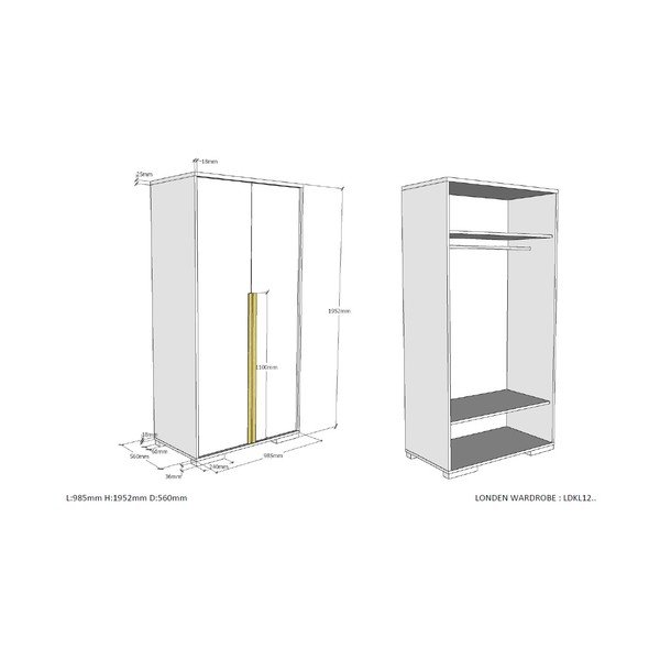 Vaikiška spinta tamsiai pilkos spalvos 98x195 cm London – Vipack-image-3