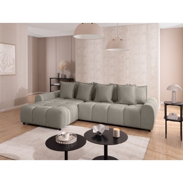 Taupe spalvos kampinė sofa (su kairiuoju kampu/su gultu) Albane  – Ropez-image-1