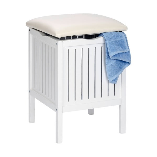 Balta medinė taburetė su daiktadėže Wenko Oslo-image-2