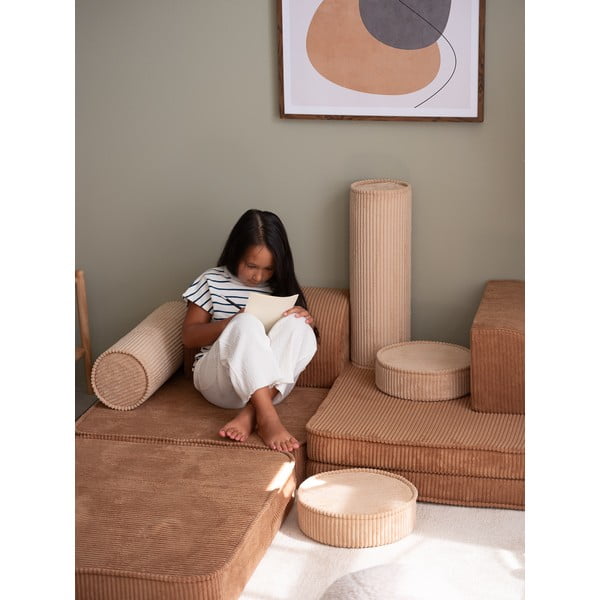 Rudos spalvos iš kordinio velveto vaikiška sofa 132 cm Settee – Wigiwama-image-2