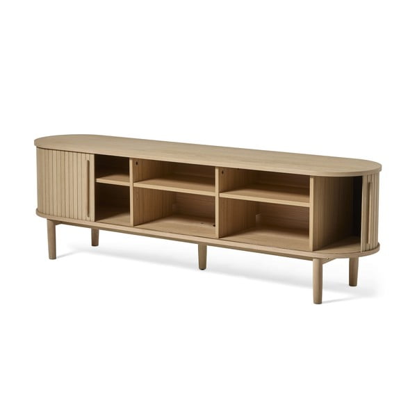 Natūralios spalvos TV spintelė iš ąžuolo 180x56x40 cm Meta – Unique Furniture-image-1