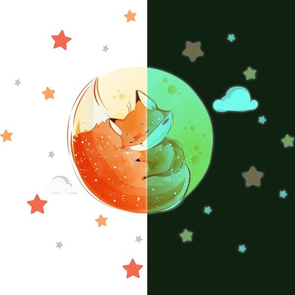 Vaikiškas sieninis lipdukas 30x30 cm Dreamy Fox - Ambiance-image-4