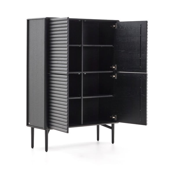 Juodos spalvos spintelė iš ąžuolo 104,5x144x40 cm Lenon – Kave Home-image-3