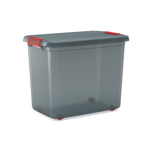 Iš plastiko daiktadėžė pilkos spalvos su dangčiu 59x39x45 cm K Latch Box – KIS