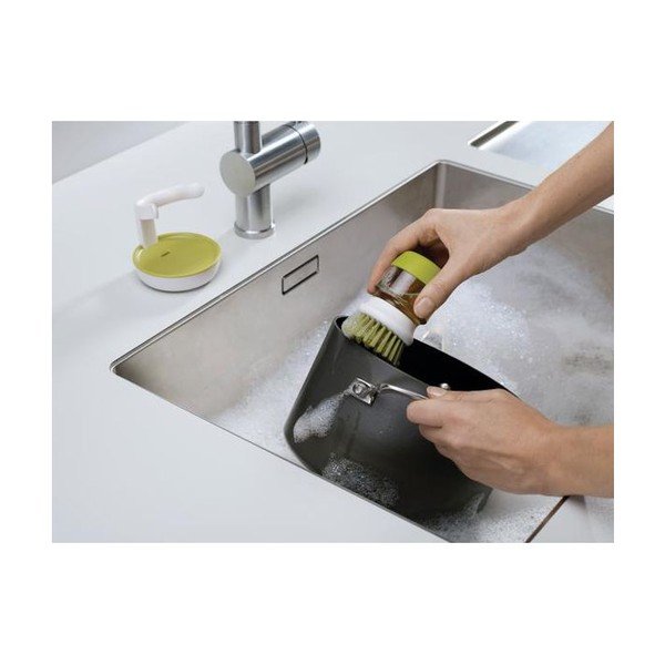 Žalias šveitimo šepetys su dozatoriumi ir stovu Joseph Joseph-image-2