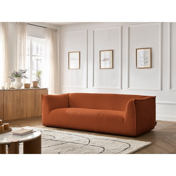 Oranžinės spalvos iš boucle sofa 242 cm Giorgia – Bobochic Paris-image-1