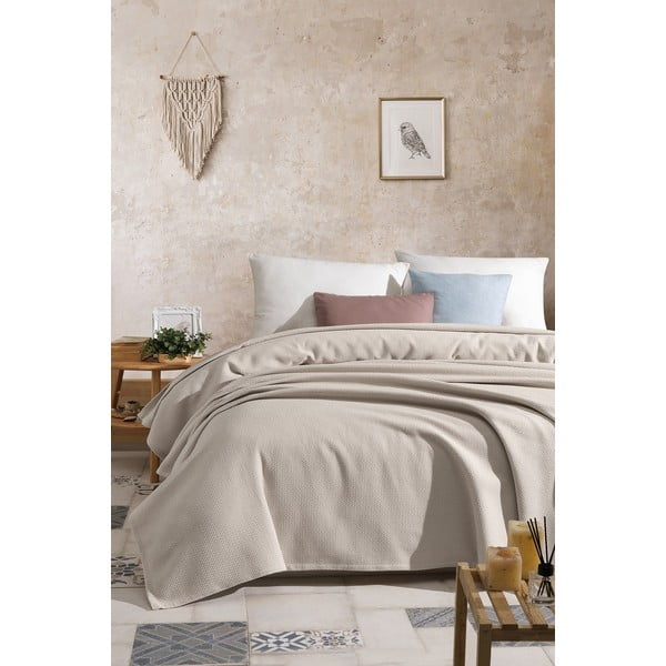 Smėlio spalvos medvilninis užvalkalas dvigulei lovai 220x240 cm - Mijolnir