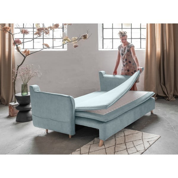 Iš velveto sulankstoma sofa šviesiai mėlynos spalvos 225 cm Charming Charlie – Miuform-image-4