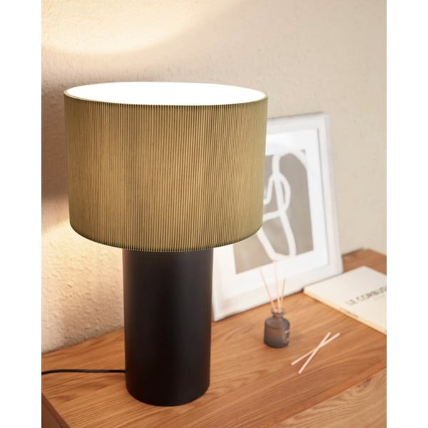 Juodai pilka stalinė lempa su metaliniu gaubtu (aukštis 50 cm) Domicina - Kave Home-image-2
