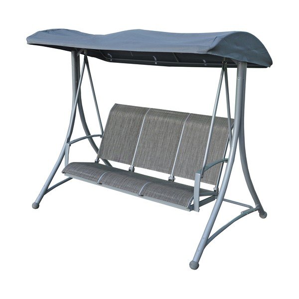 Pilkos spalvos metalinis sodo supamasis suoliukas Hollywood – Rojaplast