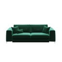 Tamsiai žalia aksominė sofa-lova Devichy Rothe, 256 cm