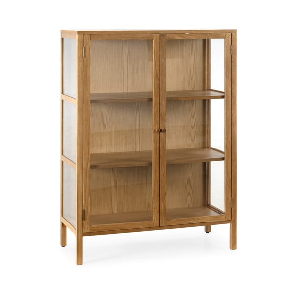 Natūralios spalvos vitrina iš ąžuolo 90x126x40 cm Ceci – MOME-image-3