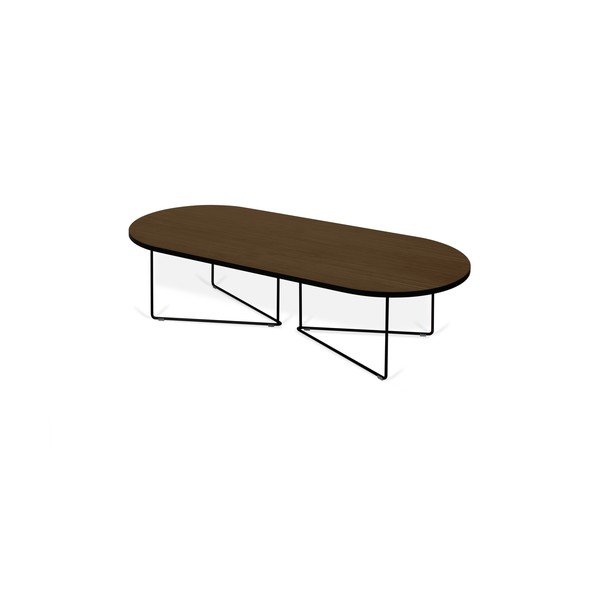 Žurnalinis staliukas su riešutmedžio stalviršiu 136x60 cm - TemaHome Oval-image-2
