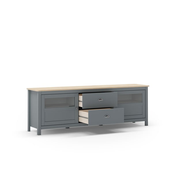 Pilkai žalios spalvos iš pušies masyvo TV spintelė 180x59x40 cm Misti – Marckeric-image-3