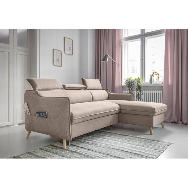 Sulankstoma kampinė sofa smėlio spalvos (su dešiniuoju kampu) Sweet Harmony – Miuform-image-4