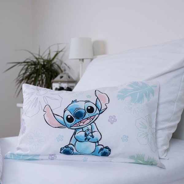 Baltos spalvos iš medvilnės vaikiška patalynė vaikiškai lovai 100x135 cm Lilo and Stitch "Ohana White" – Jerry Fabrics-image-3