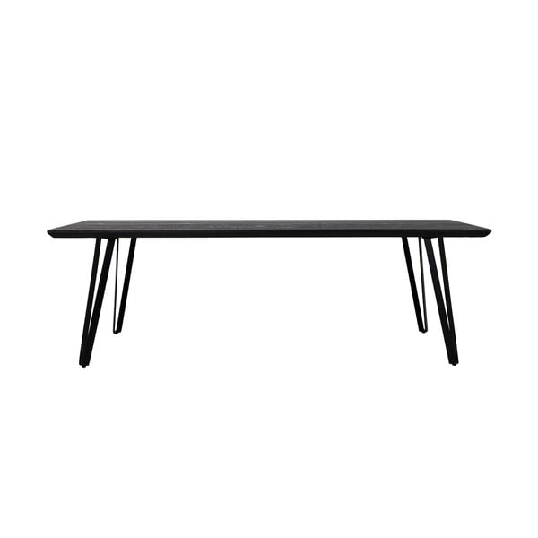 Valgomojo stalas juodos spalvos su ąžuolo masyvo stalviršiu 100x240 cm Mylau – Light & Living