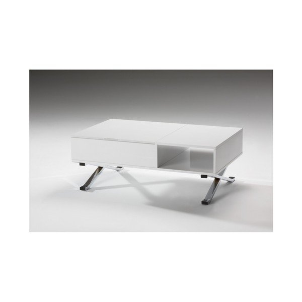 Baltas žurnalinis staliukas su ištraukiamu stalviršiu "Marckeric Manila-image-1