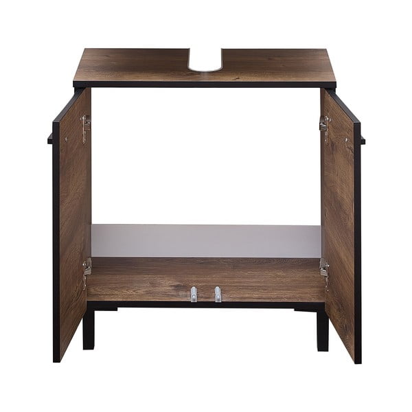Rudos spalvos pakabinama ąžuolinė spintelė po praustuvu be maišytuvo 60x53 cm Set 374 - Pelipal-image-3