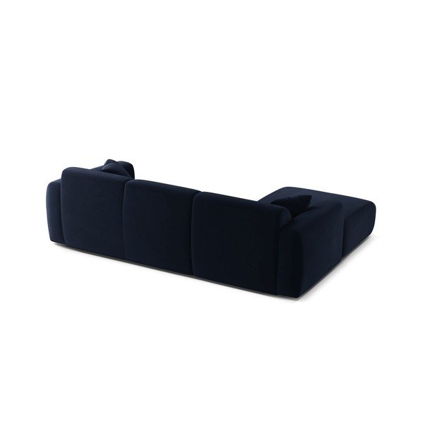 Tamsiai mėlynos spalvos kampinė sofa iš velveto (su kairiuoju kampu/su gultu) Molino – Micadoni -image-3