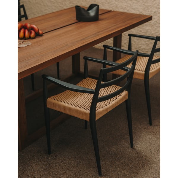 Iš tikmedžio masyvo valgomojo stalas natūralios spalvos 100x220 cm Sashi – Kave Home-image-2