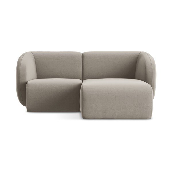 Šviesiai rudos spalvos kampinė sofa iš velveto (su dešiniuoju kampu/su gultu) Lani – Makamii