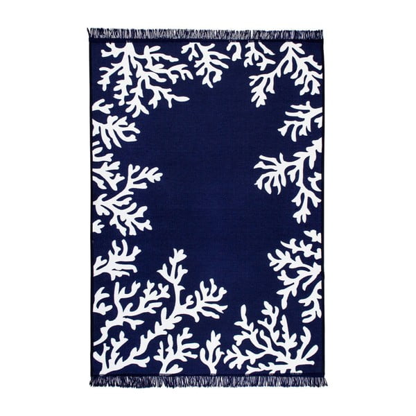 Mėlynos ir baltos spalvos dvipusis kilimas "Coral", 80 x 150 cm