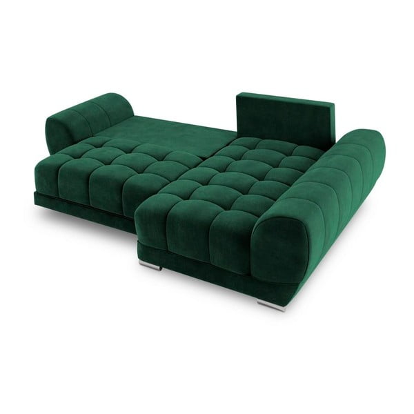 Žalios spalvos kampinė sofa-lova su aksomo apmušalais Windsor & Co Sofas Nuage, dešinysis kampas-image-4