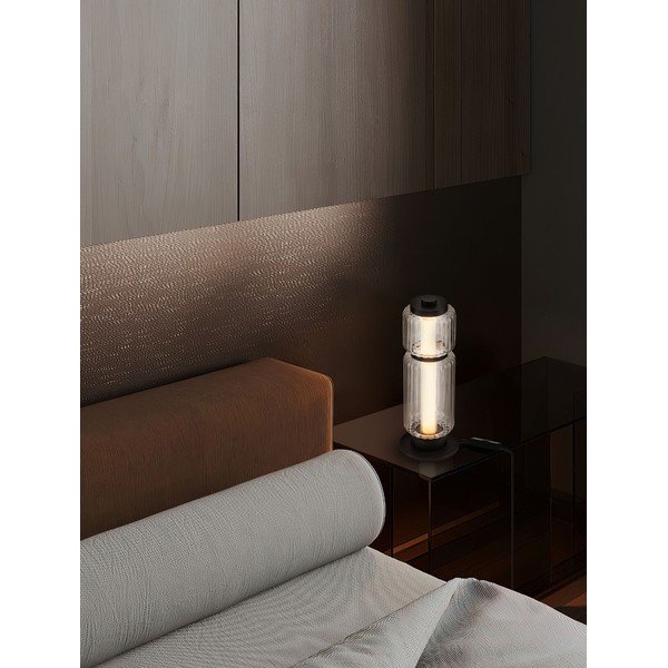 Matinės juodos spalvos iš stiklo stalinis šviestuvas LED (aukštis 39 cm) Liesa – Nova Luce-image-1