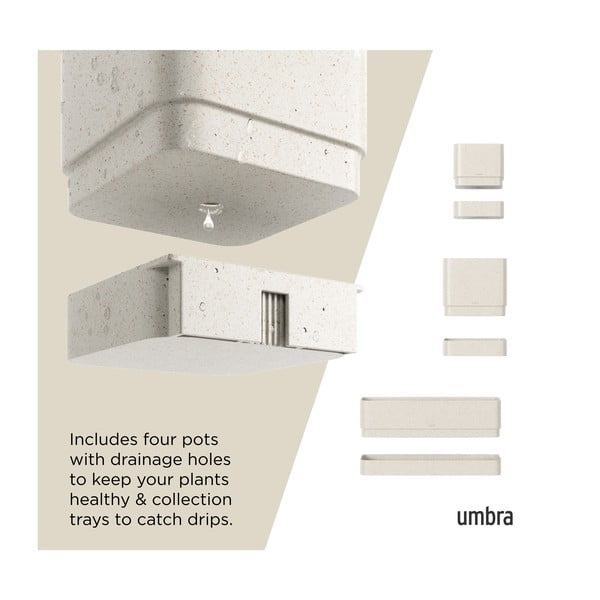 Iš plastiko vazonai 4 vnt. žolelėms/pakabinami ir sieniniai Cubiko – Umbra-image-3