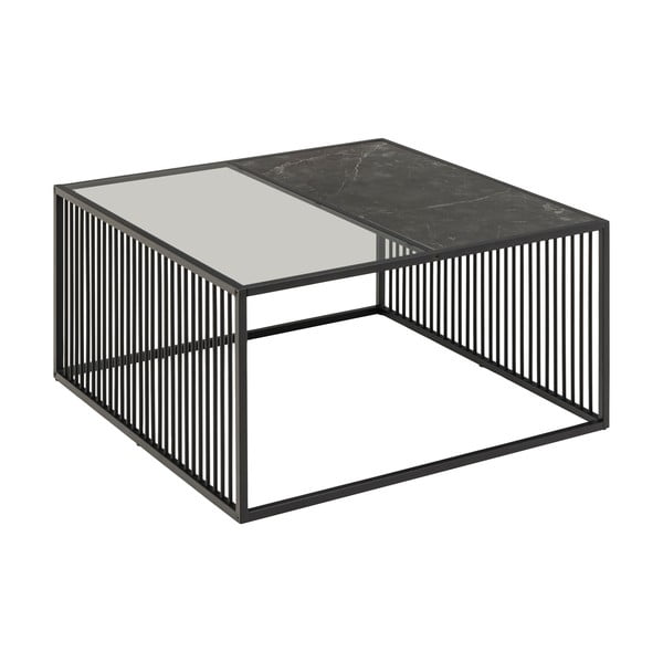 Kavos staliukas juodos spalvos su stikliniu stalviršiu 80x80 cm Strington – Actona-image-4