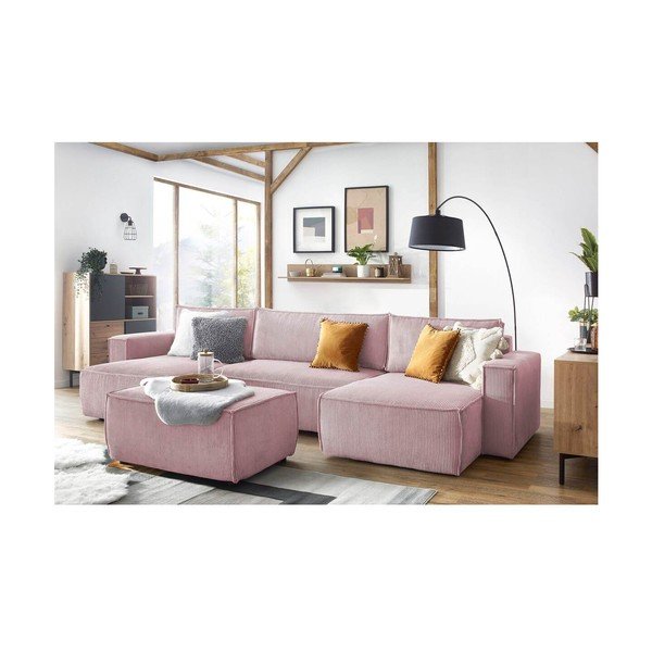 Pufas šviesiai rožinės spalvos iš kordinio velveto Nihad – Bobochic Paris-image-4