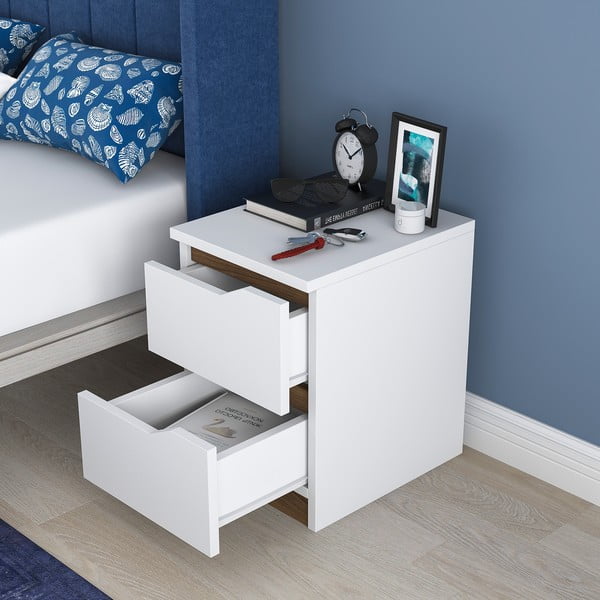 Naktinis staliukas baltos spalvos Erica – Kalune Design-image-4