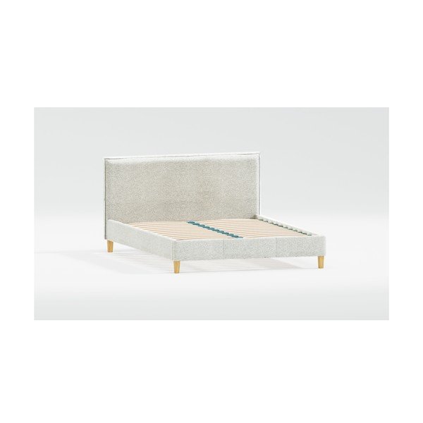 Smėlio spalvos dvigulė lova audiniu dengta su lovos grotelėmis 140x200 cm Tina – Ropez-image-1