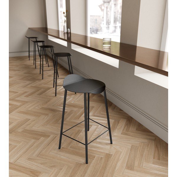 Juodos spalvos iš odos baro taburetė Flamingo Bull – LIND DNA-image-1